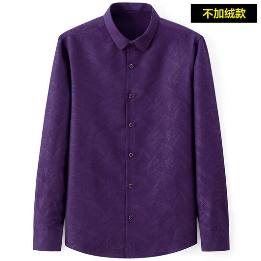 Men's Slim-Fit Business Printed Long-Sleeve Shirt - MANDOTOS INTERNATIONAL
