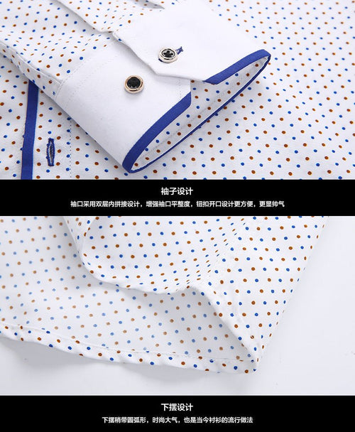 Men's Slim-Fit Business Printed Long-Sleeve Shirt - MANDOTOS INTERNATIONAL