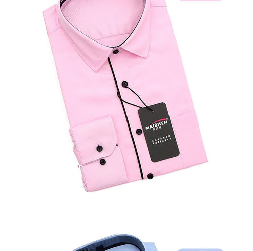 Men's Slim-Fit Business Printed Long-Sleeve Shirt - MANDOTOS INTERNATIONAL