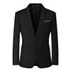 Men's slim fit travel blazer by Mandotos International, lightweight suit jacket shown in a sleek, tailored style.