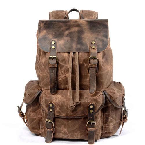 Men's Vintage Batik Canvas Leather Backpack - MANDOTOS INTERNATIONAL