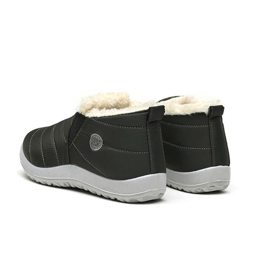 Men's waterproof winter snow boots by Mandotos International, outdoor work shoes, plus size, warm and durable for cold weather.