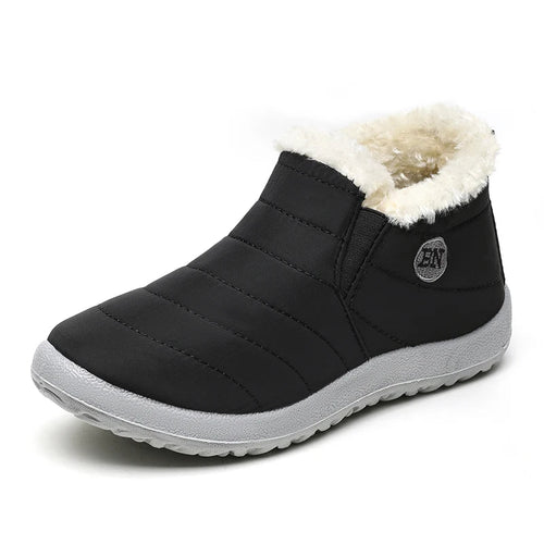 Men's waterproof winter snow boots by Mandotos International, durable outdoor work shoes in plus size with rugged grip soles.