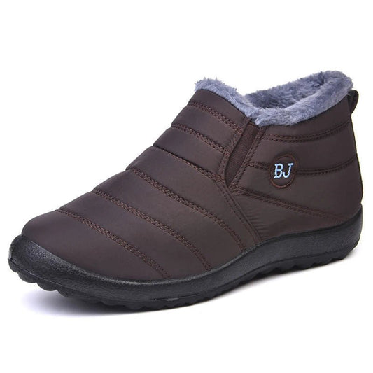 Men's waterproof winter snow boots by MANDOTOS INTERNATIONAL, outdoor work shoes with durable soles and plus size options.