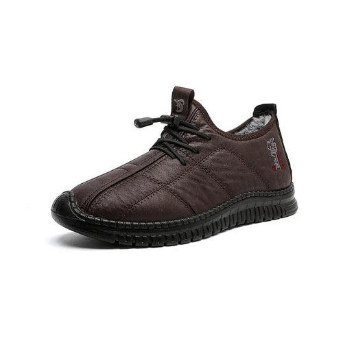 Men's winter waterproof non-slip platform work boots by MANDOTOS INTERNATIONAL, size 38-48, showing sturdy outsole and waterproof material