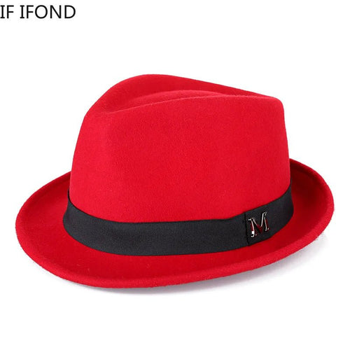 Men Winter Thick Warm Felt Fedora Hats Wool Gentleman Jazz Cap Homburg Male Classical Narrow Brim Top Hat - MANDOTOS INTERNATIONAL