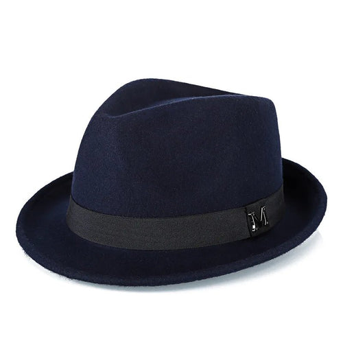 Men Winter Thick Warm Felt Fedora Hats Wool Gentleman Jazz Cap Homburg Male Classical Narrow Brim Top Hat - MANDOTOS INTERNATIONAL