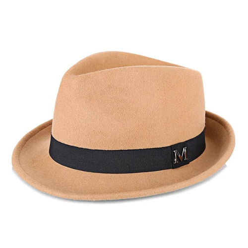 Men Winter Thick Warm Felt Fedora Hats Wool Gentleman Jazz Cap Homburg Male Classical Narrow Brim Top Hat - MANDOTOS INTERNATIONAL