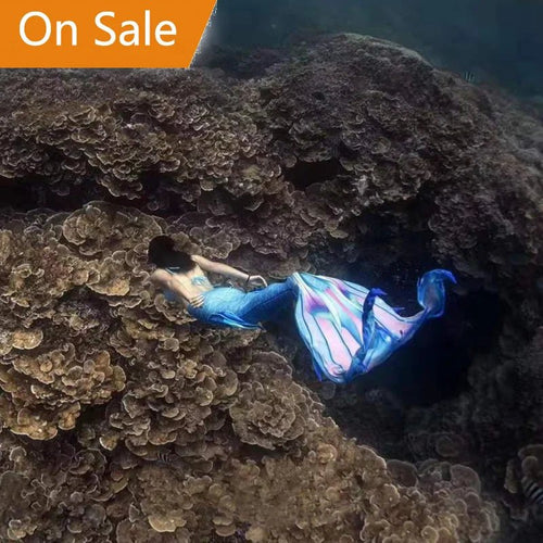 Mandotos International mermaid skin tail costume swimsuit with quick-dry material, featuring a realistic mermaid tail design.