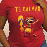 Mexican Mama Print T-Shirt for Women - Casual Short Sleeve Round Neck Polyester Knit Fabric Top H-Fit Regular Fit - MANDOTOS INTERNATIONAL