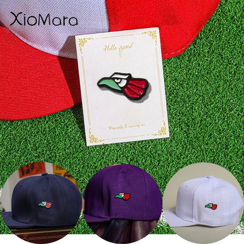 Mexico flag hat pin by MANDOTOS INTERNATIONAL, a retro enamel badge featuring the Mexican flag on a decorative metal brooch for caps.