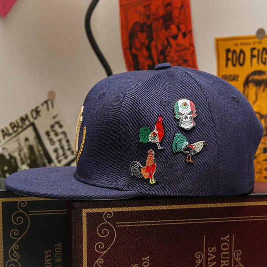 Mexico flag hat pin by MANDOTOS INTERNATIONAL, retro metal badge with enamel design, perfect for baseball caps and decorative jewelry.