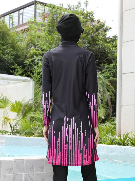 Mandotos International modest coverage Muslim burkini with full-body swimwear design, stylish and functional for middle-aged women.