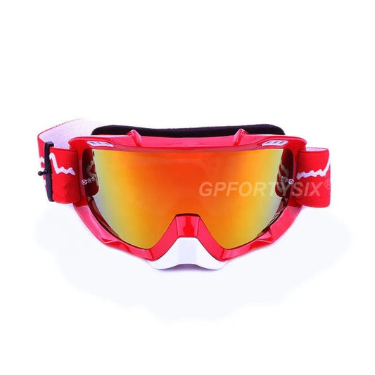 Mandotos International mountain bike goggles and off-road motorcycle sunglasses with tinted lenses and adjustable straps.
