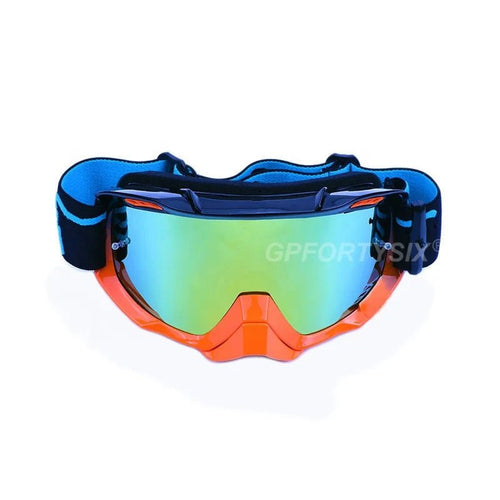 Mandotos International mountain bike goggles and off-road motorcycle sunglasses with tinted lenses and adjustable straps.