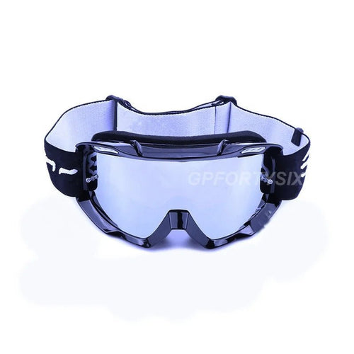 Mandotos International mountain bike goggles and off-road motorcycle sunglasses with tinted lenses and adjustable straps.