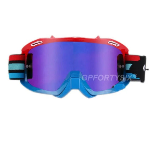Mandotos International mountain bike goggles and off-road motorcycle sunglasses with tinted lenses and adjustable straps.