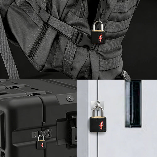 Multicolor family travel kit by MANDOTOS INTERNATIONAL with TSA-approved luggage locks and travel accessories.