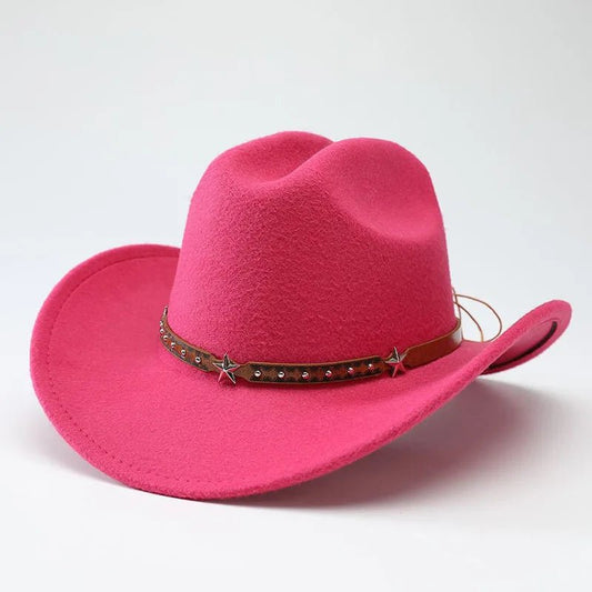 New denim hats for men and women, Western cowboy hats, five pointed star belt hats, soft woolen hats - MANDOTOS INTERNATIONAL
