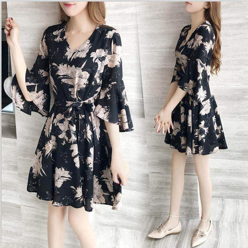 New floral dress women's summer dress summer 2019 new women's fashion student Korean style slimming fashion fashion - Mandotos International