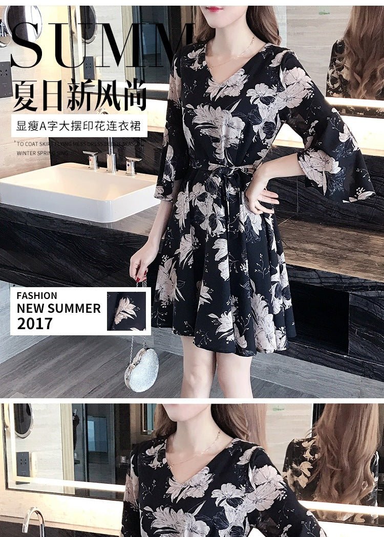 New floral dress women's summer dress summer 2019 new women's fashion student Korean style slimming fashion fashion - Mandotos International