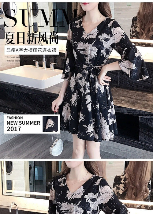 New floral dress women's summer dress summer 2019 new women's fashion student Korean style slimming fashion fashion - Mandotos International