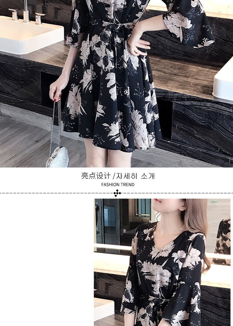 New floral dress women's summer dress summer 2019 new women's fashion student Korean style slimming fashion fashion - Mandotos International