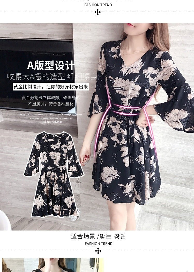 New floral dress women's summer dress summer 2019 new women's fashion student Korean style slimming fashion fashion - Mandotos International
