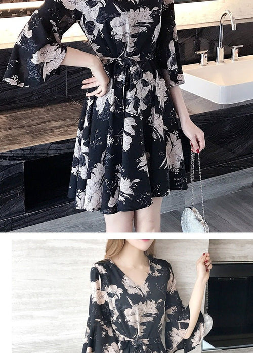 New floral dress women's summer dress summer 2019 new women's fashion student Korean style slimming fashion fashion - Mandotos International