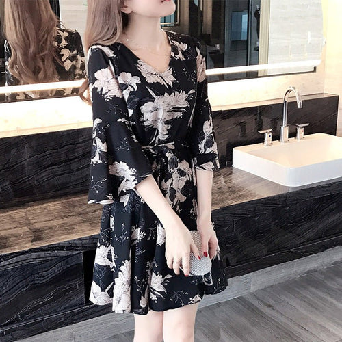New floral dress women's summer dress summer 2019 new women's fashion student Korean style slimming fashion fashion - Mandotos International
