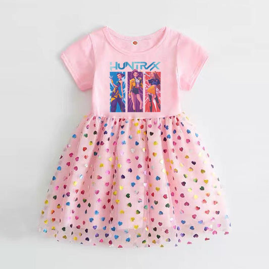 New Girls Dress Summer Short-Sleeved Princess Dress Children's Clothing Children's Gauze Skirt Girl Skirt Hunter Witch Group - Mandotos International
