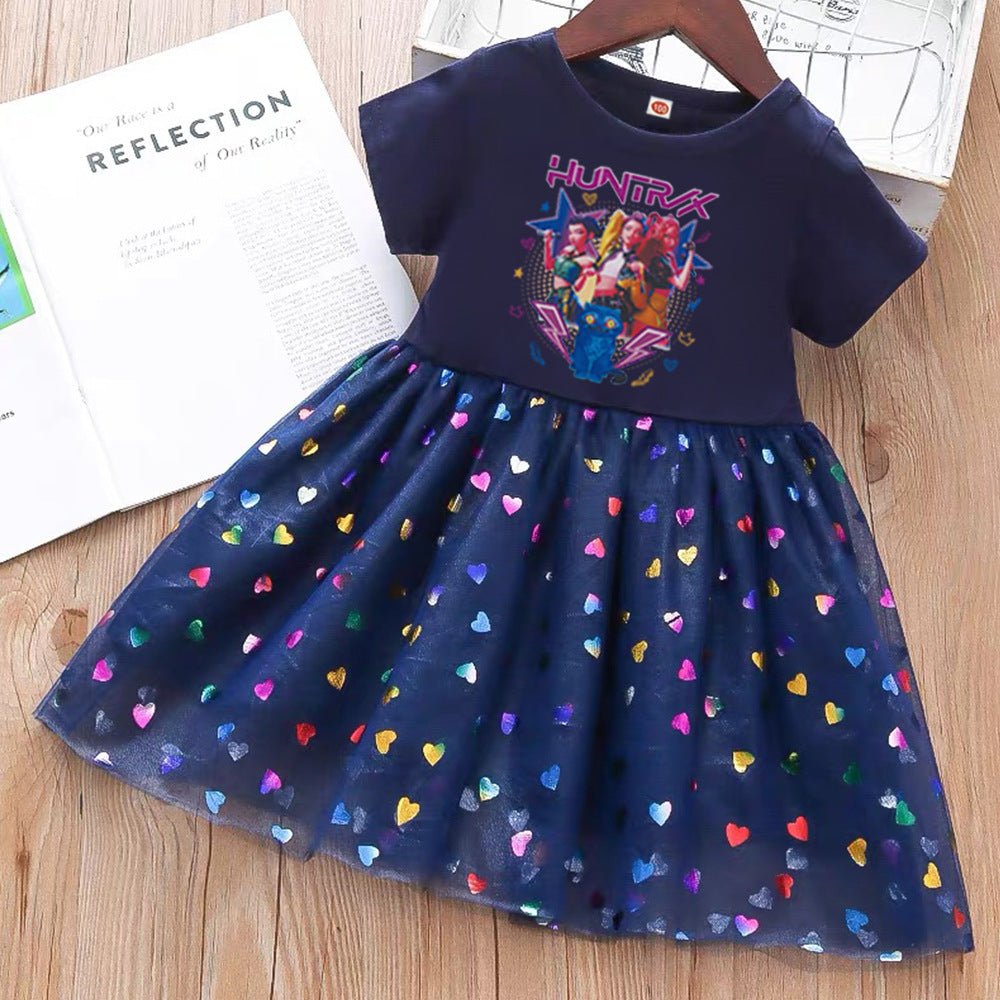 New Girls Dress Summer Short-Sleeved Princess Dress Children's Clothing Children's Gauze Skirt Girl Skirt Hunter Witch Group - Mandotos International