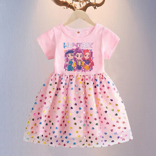New Girls Dress Summer Short-Sleeved Princess Dress Children's Clothing Children's Gauze Skirt Girl Skirt Hunter Witch Group - Mandotos International