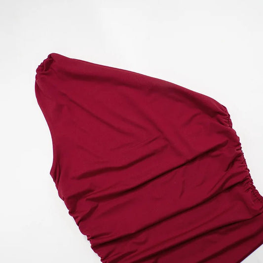 Mandotos International one-shoulder backless tank top in vibrant candy color, sleeveless casual T-shirt for stylish summer wear.