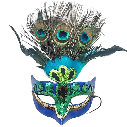 Mandotos International peacock feather headpiece for women's Halloween, Mardi Gras, carnival, or cosplay costume accessory.