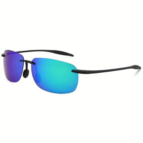 Mandotos international polarized sunglasses for men and women with rimless TR90 frame, lightweight, durable, ideal for sports and outdoor activities.