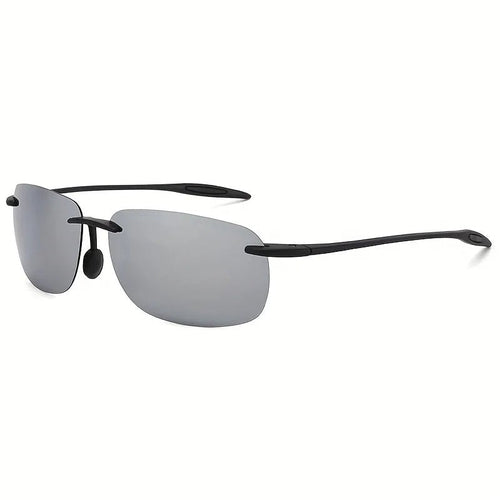 Mandotos International polarized sunglasses for men and women with rimless TR90 frame, lightweight, durable, suitable for running and fishing.
