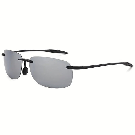 Mandotos International polarized sunglasses for men and women with rimless TR90 frame, lightweight, durable, suitable for running and fishing.