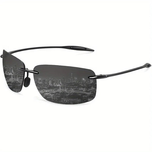 Mandotos international polarized sunglasses for men and women with rimless TR90 frame, lightweight, durable, ideal for running and fishing.