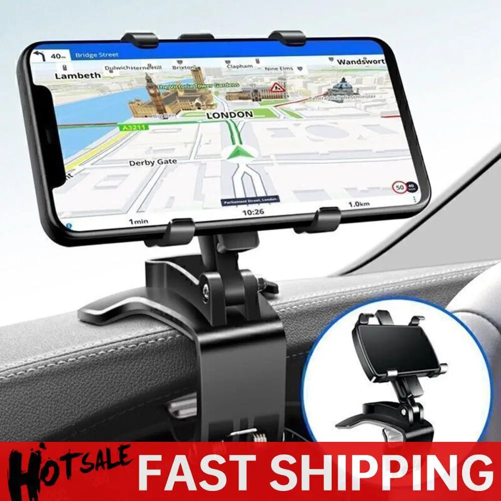 Portable Car Holder Rotatable Multifunction Dashboard/Rearview Mirror/Sun Visor Mount for iPhone Samsung Xiaomi Redmi Huawei - MANDOTOS INTERNATIONAL
