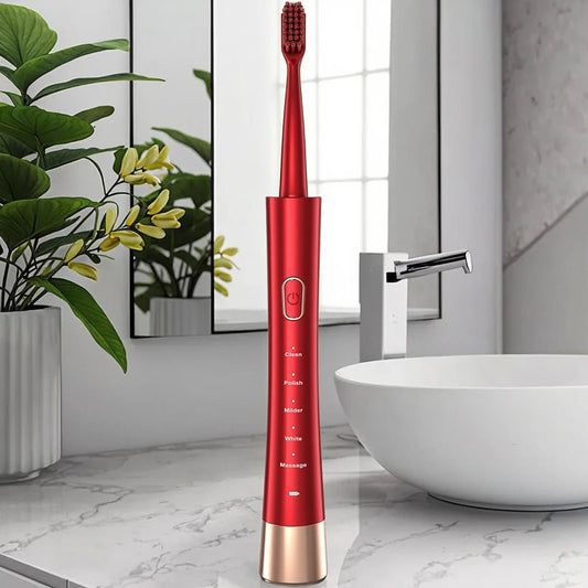 Mandotos International portable electric toothbrush set for adults and kids with rechargeable oral cleaner and multiple brush heads.