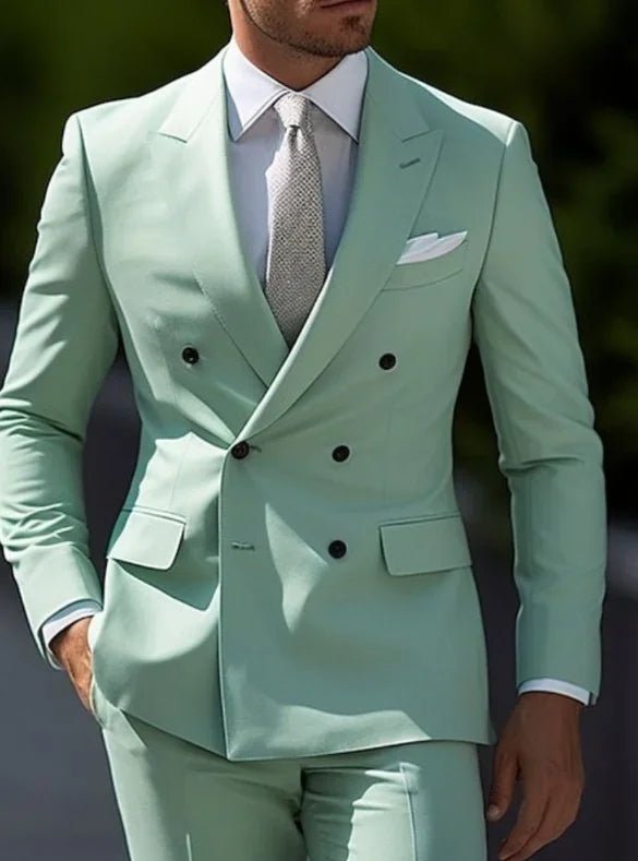 Premium Brown Men's Bespoke Double Breasted Slim Fit Formal Suit Set - MANDOTOS INTERNATIONAL
