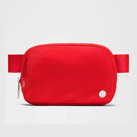 Mandotos International premium lightweight women's waist bag for running and travel, shown in black with adjustable strap.