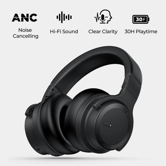 Mandotos International premium wireless noise-cancelling headphones with cushioned ear cups, designed for travel and work comfort.