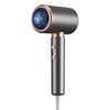 Mandotos International professional hair dryer with blue ion tech, compact for home and travel use, featuring a sleek design and ergonomic handle.