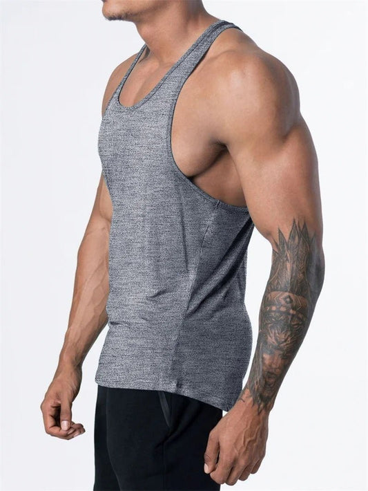 Mandotos International men's quick dry sports tank top for gym, running, and basketball with breathable fabric and athletic fit.