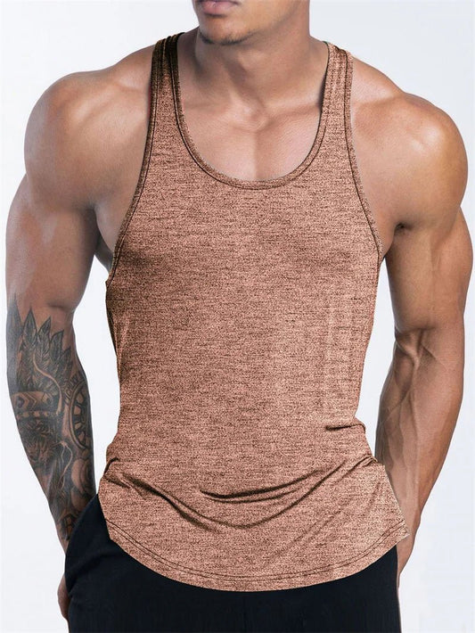 Mandotos International men's quick dry sports tank top designed for gym, running, and basketball workouts.