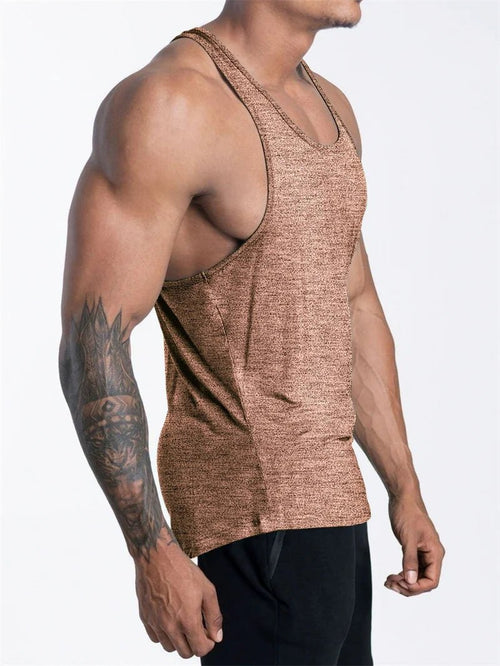 Mandotos International men's quick dry sports tank top suitable for gym, running, and basketball activities.