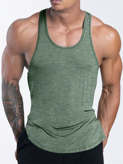 Mandotos International men's quick dry sports tank top, ideal for gym, running, and basketball workouts with breathable fabric.