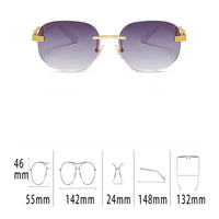 Retro Square Hip Hop Sunglasses Gold Rimless Shades - Men Women Fashion - MANDOTOS INTERNATIONAL